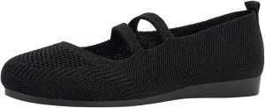 AMDBEL Women's Ballet Flats Shoes Walking Shoes Breathable Crochet Knit Mesh Round Toe Slip On Casual Ballet Flats Dress Shoes Double Strap Low Wedge Shoes, Ballet Flats Shoes for Women with Strap