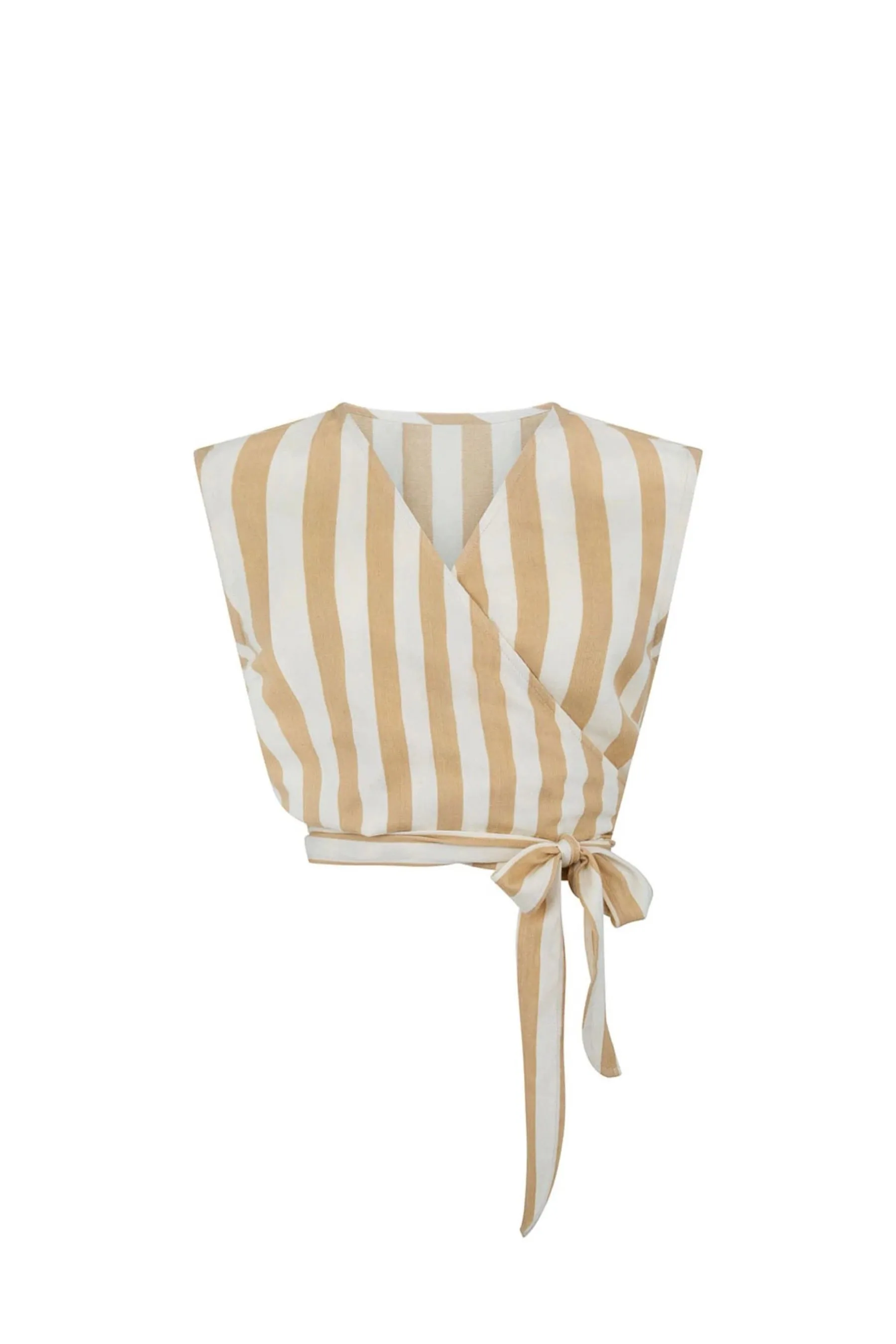 Camel Stripe Wrap Top