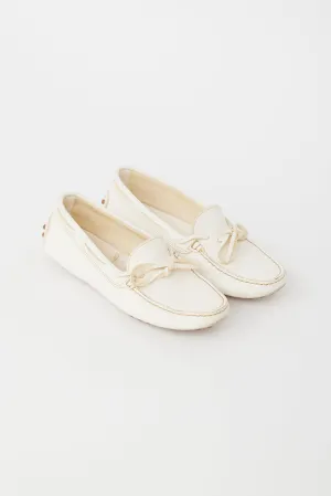 Cream Leather Driving Loafer