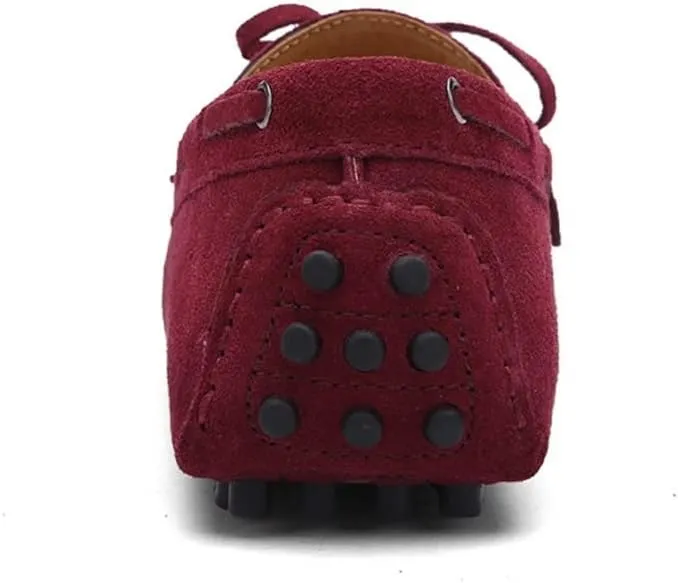 Easy to Put and Remove. Driving Moccasins Loafer Shoes for Men Genuine Leather Round Toe Stitching Details Suede Vamp Deck Shoes Lightweight Anti-Slip Flexible Casual for All Occasions