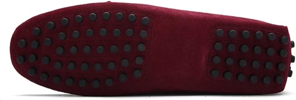 Easy to Put and Remove. Driving Moccasins Loafer Shoes for Men Genuine Leather Round Toe Stitching Details Suede Vamp Deck Shoes Lightweight Anti-Slip Flexible Casual for All Occasions