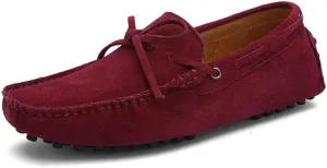Easy to Put and Remove. Driving Moccasins Loafer Shoes for Men Genuine Leather Round Toe Stitching Details Suede Vamp Deck Shoes Lightweight Anti-Slip Flexible Casual for All Occasions