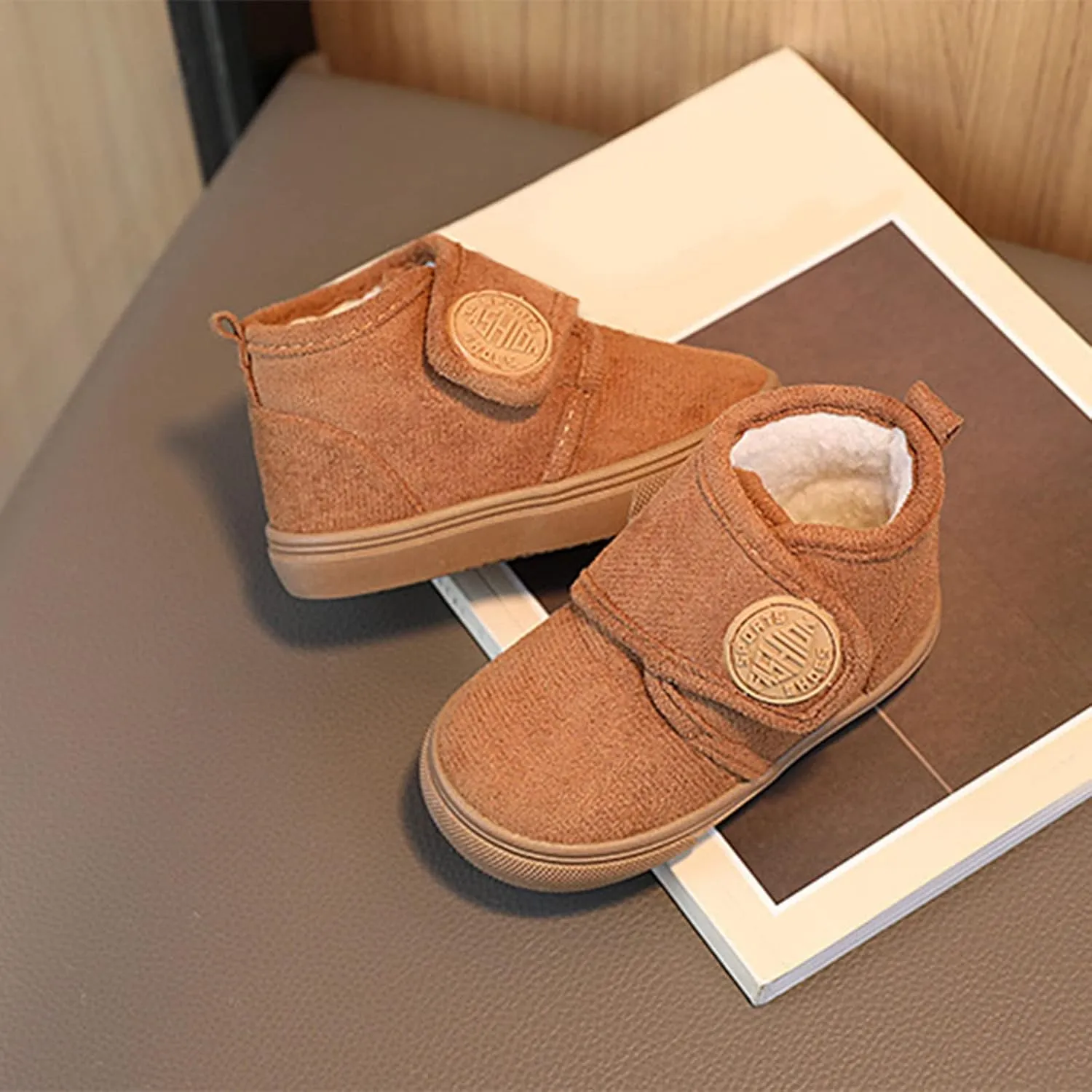 Fashion Winter Children Boots Boys and Girls Flat Bottoms Non Slip Solid Color Plush Warm Hook Loop Girls Size 1 Shoes