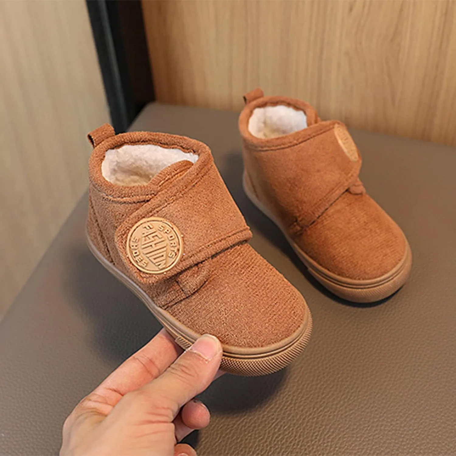 Fashion Winter Children Boots Boys and Girls Flat Bottoms Non Slip Solid Color Plush Warm Hook Loop Girls Size 1 Shoes