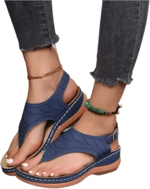 Lausiuoe Orthopedic Sandals for Women,Orthotic Flip Flops for Women Low Wedge Sandals with Arch Support for Flat Feet