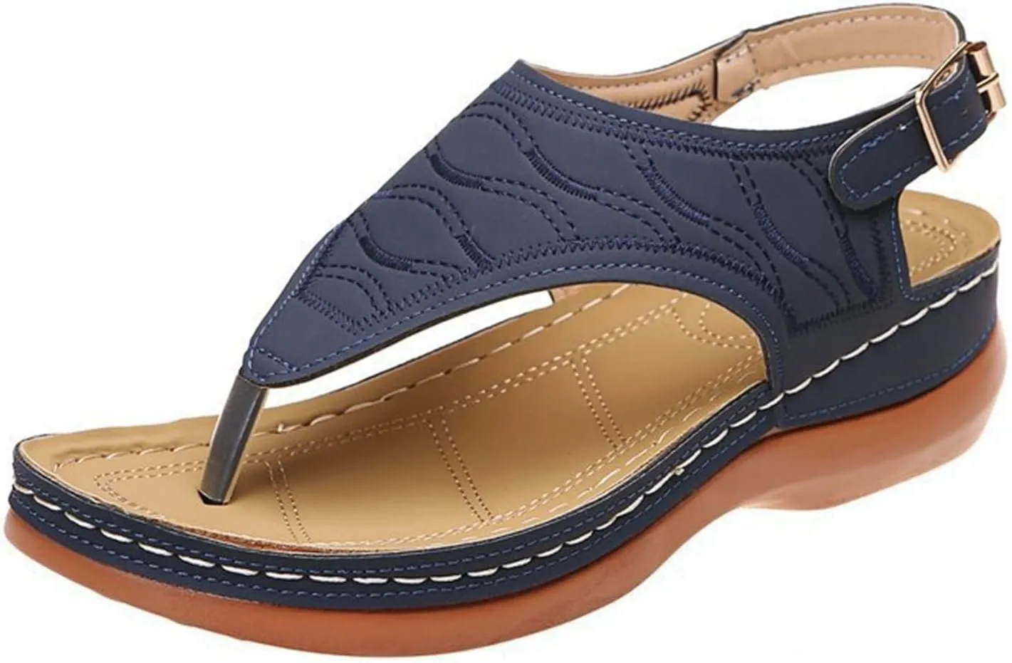 Lausiuoe Orthopedic Sandals for Women,Orthotic Flip Flops for Women Low Wedge Sandals with Arch Support for Flat Feet
