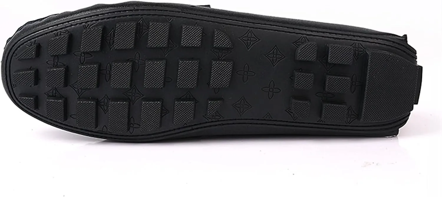 Loafer Shoes for Men Genuine Leather Tassel Stitching Details Round Toe Flexible Lightweight Anti-Slip Casual Slip on for Any Attire