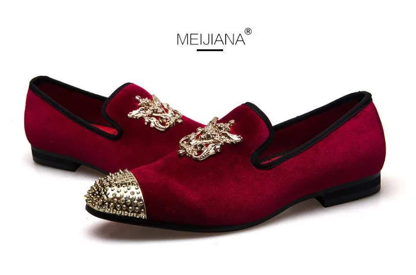Luxury Handmade Rivet Metal Toe Leather Moccasins - 2 Colors