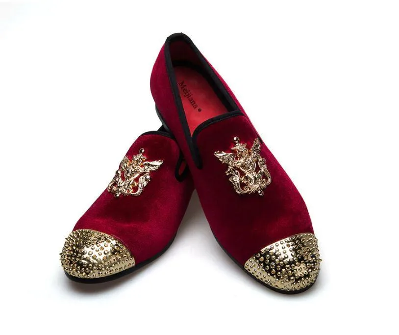 Luxury Handmade Rivet Metal Toe Leather Moccasins - 2 Colors