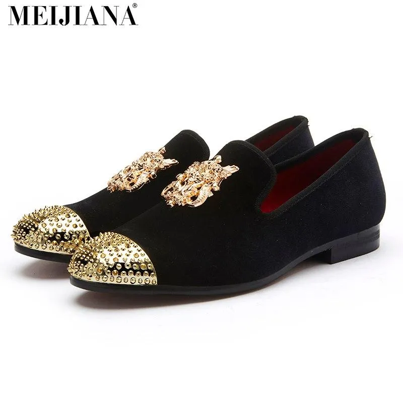 Luxury Handmade Rivet Metal Toe Leather Moccasins - 2 Colors