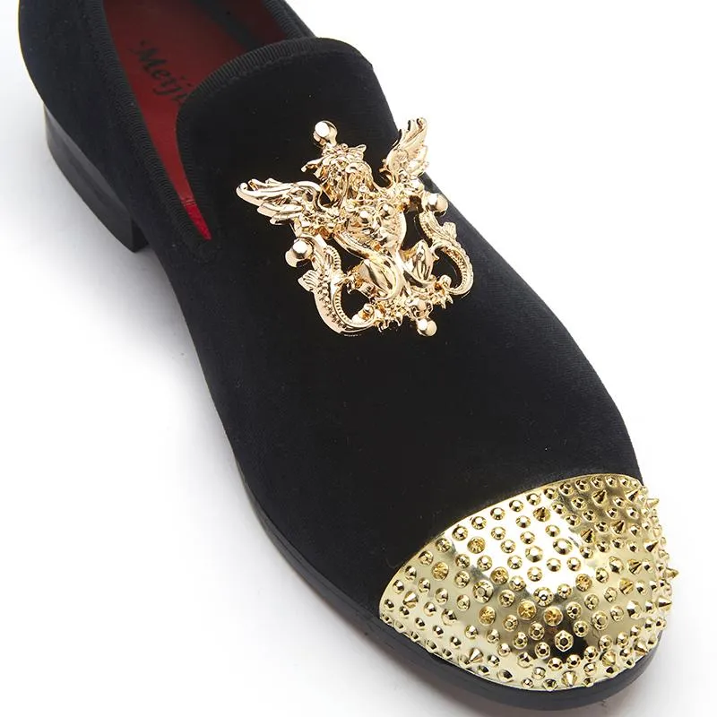 Luxury Handmade Rivet Metal Toe Leather Moccasins - 2 Colors