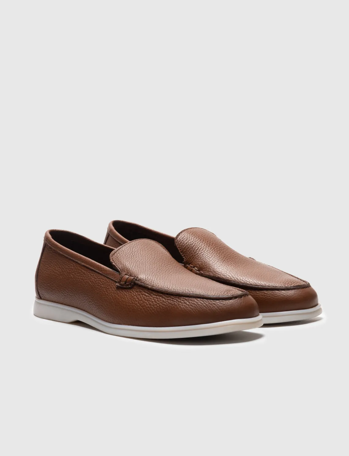Men Tan Genuine Leather Casual Slip Ons