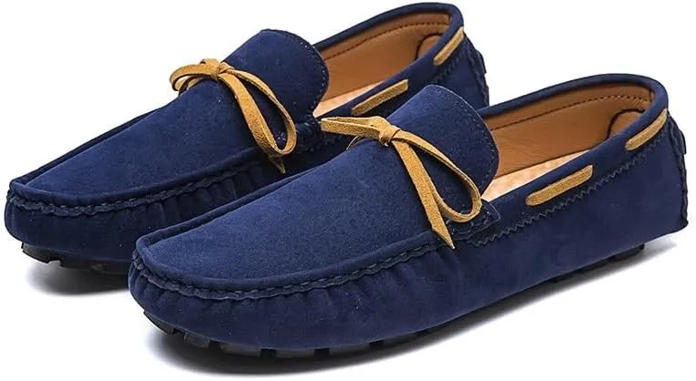 Mens Loafers Shoe Square Toe Vegan Leather Boat Driving Loafers Slip Resistant Flat Heel Lightweight Walking Slip-on