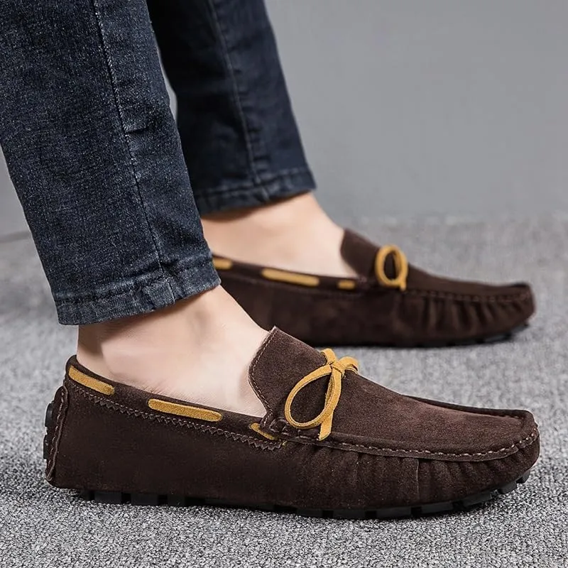 Mens Loafers Shoe Square Toe Vegan Leather Boat Driving Loafers Slip Resistant Flat Heel Lightweight Walking Slip-on