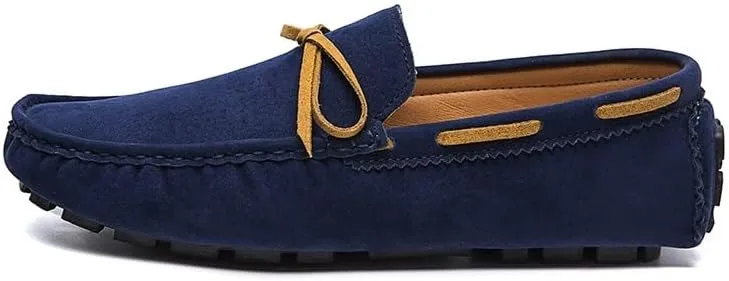 Mens Loafers Shoe Square Toe Vegan Leather Boat Driving Loafers Slip Resistant Flat Heel Lightweight Walking Slip-on