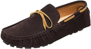 Mens Loafers Shoe Square Toe Vegan Leather Boat Driving Loafers Slip Resistant Flat Heel Lightweight Walking Slip-on