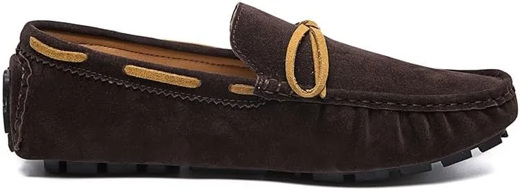 Mens Loafers Shoe Square Toe Vegan Leather Boat Driving Loafers Slip Resistant Flat Heel Lightweight Walking Slip-on