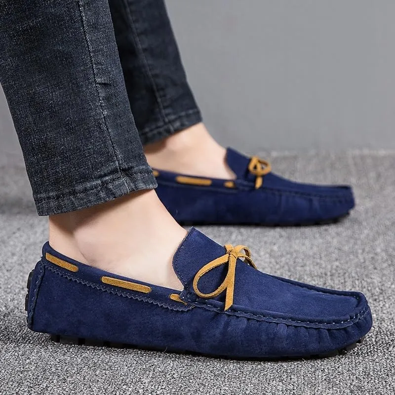 Mens Loafers Shoe Square Toe Vegan Leather Boat Driving Loafers Slip Resistant Flat Heel Lightweight Walking Slip-on