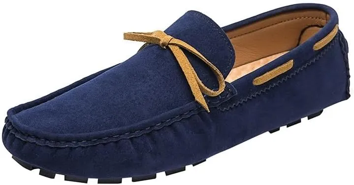 Mens Loafers Shoe Square Toe Vegan Leather Boat Driving Loafers Slip Resistant Flat Heel Lightweight Walking Slip-on