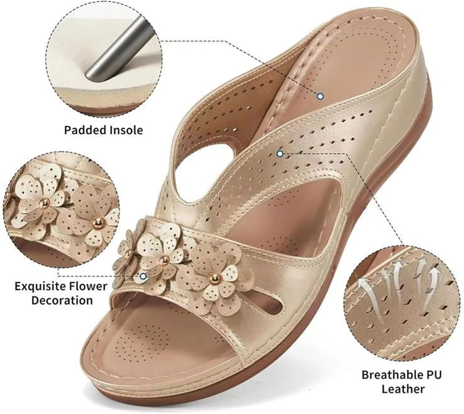 Sandals for Women Wedge Shoes Comfortable Dressy Slip On Lightweight Platform Slides Sandals