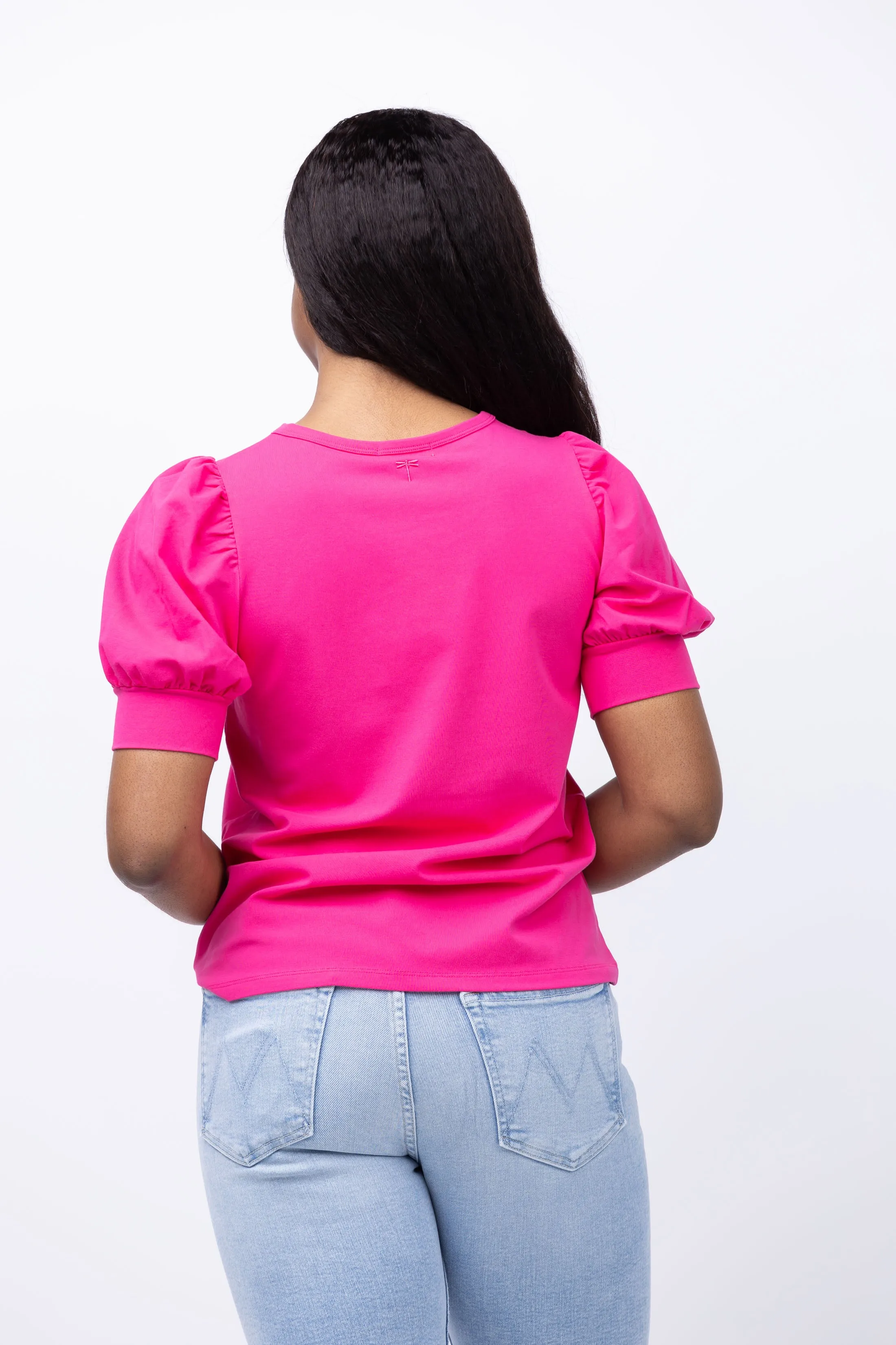 Tyler Boe Puff Sleeve Top in Hot Pink