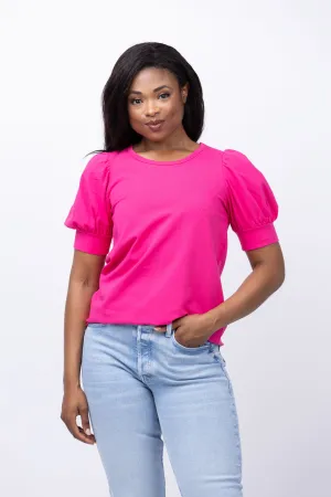 Tyler Boe Puff Sleeve Top in Hot Pink