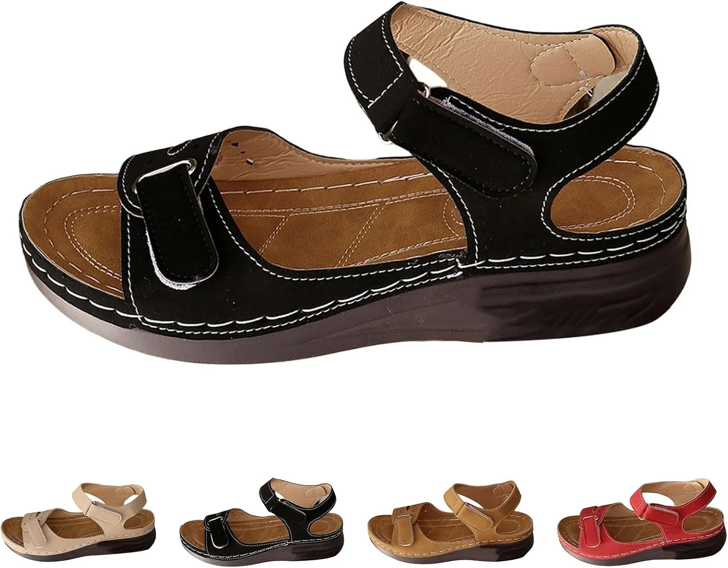 Women Arch Support Walking Sandals Summer Open Toe Orthopedic Platform Slip on Sandals