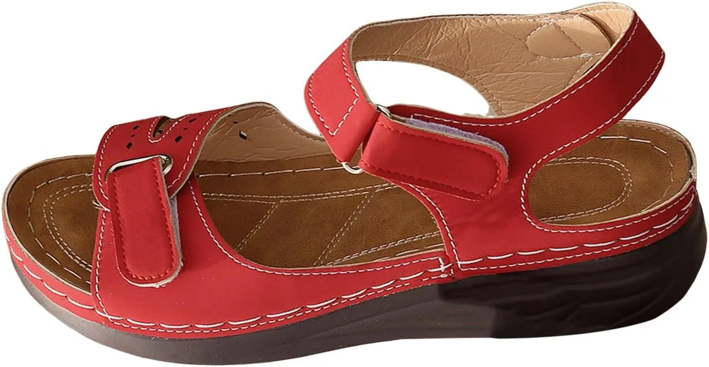Women Arch Support Walking Sandals Summer Open Toe Orthopedic Platform Slip on Sandals