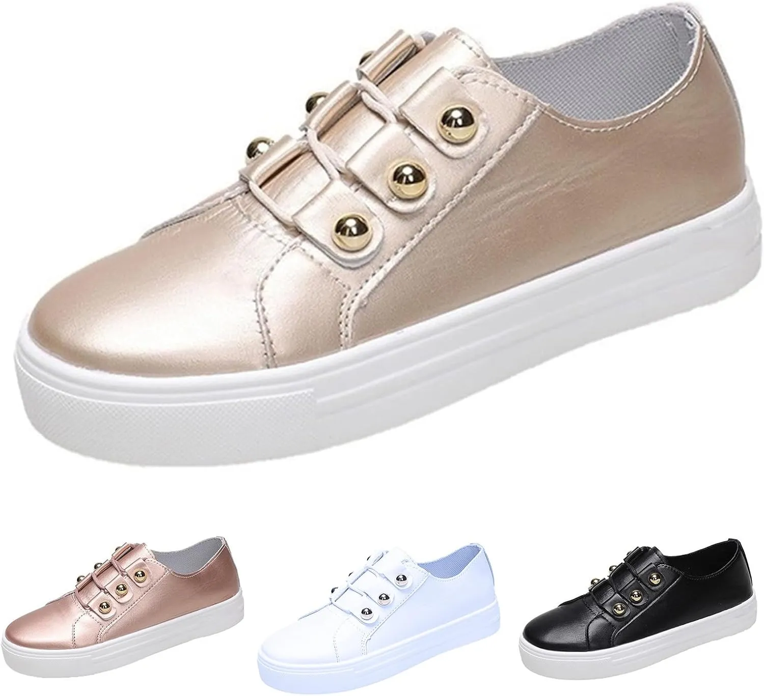 Womens Loafers Comfortable Dressy Flat Sandals Shoes Slip-On Sneaker Slippers Round-Headed Women's Shoes