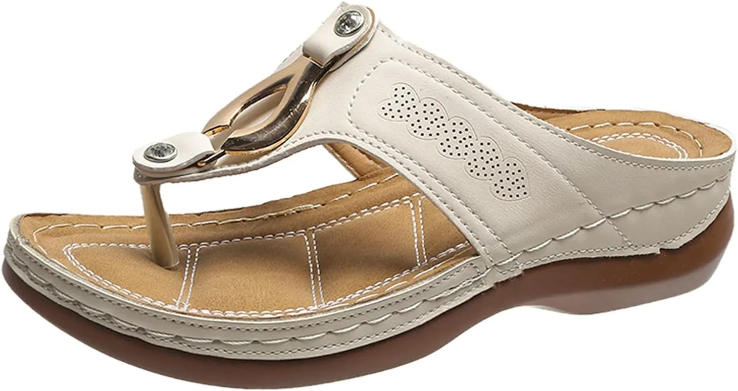 Womens Wedge Sandals Dressy Summer Sandals Platform Flip Flops Comfortable Orthopedic Sandals with Arch Support