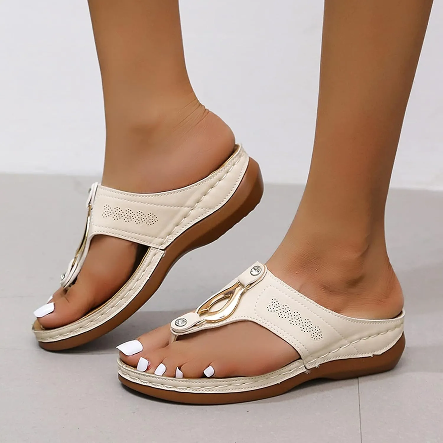 Womens Wedge Sandals Dressy Summer Sandals Platform Flip Flops Comfortable Orthopedic Sandals with Arch Support